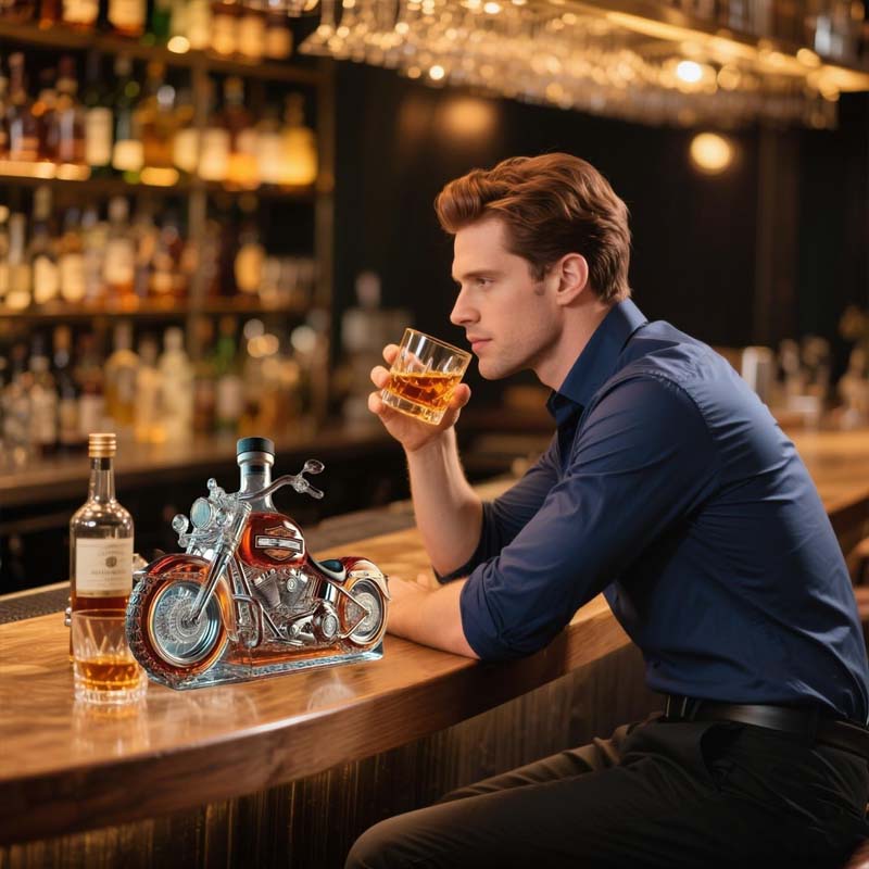 NOUVEAU RICHE Motorrad-förmige Whiskykaraffe für die Hausbar mit Einzigartigem Design