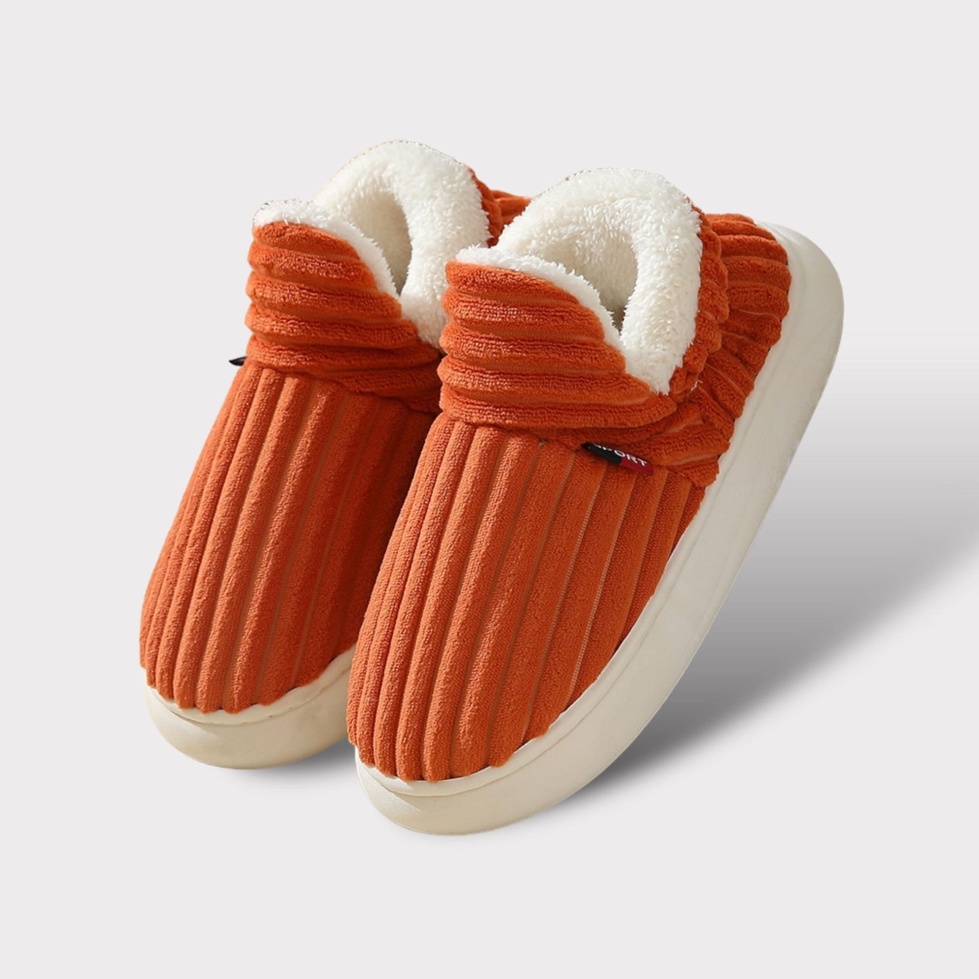 NOUVEAU RICHE Hausschuhe Warm Kuschelig Gefüttert Innenfutter Leicht Orange
