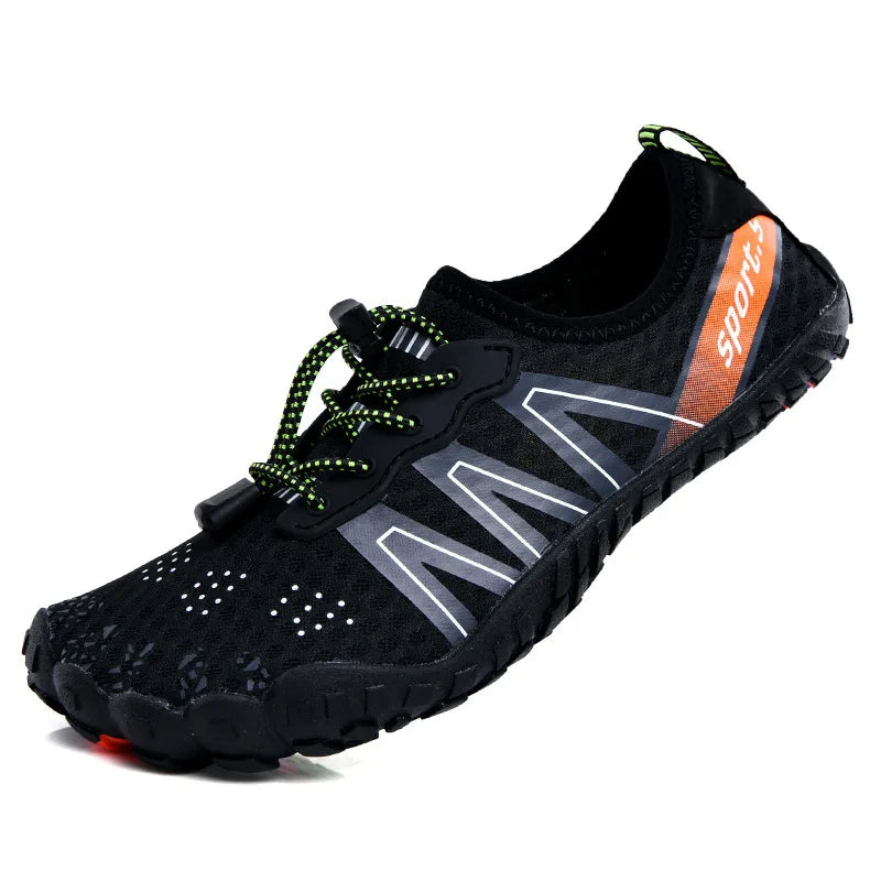 NOUVEAU RICHE Unisex Wasserdichte Barfußschuhe für Wassersport Outdoor Schwarz Orange