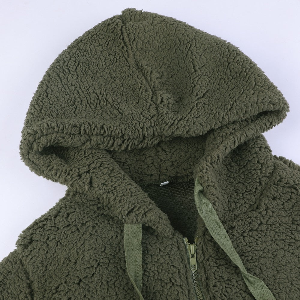 NOUVEAU RICHE Pamelo | Damen Teddy Kapuzenweste - Super Weiche & Warme Fleece Plüschweste mit Kapuze