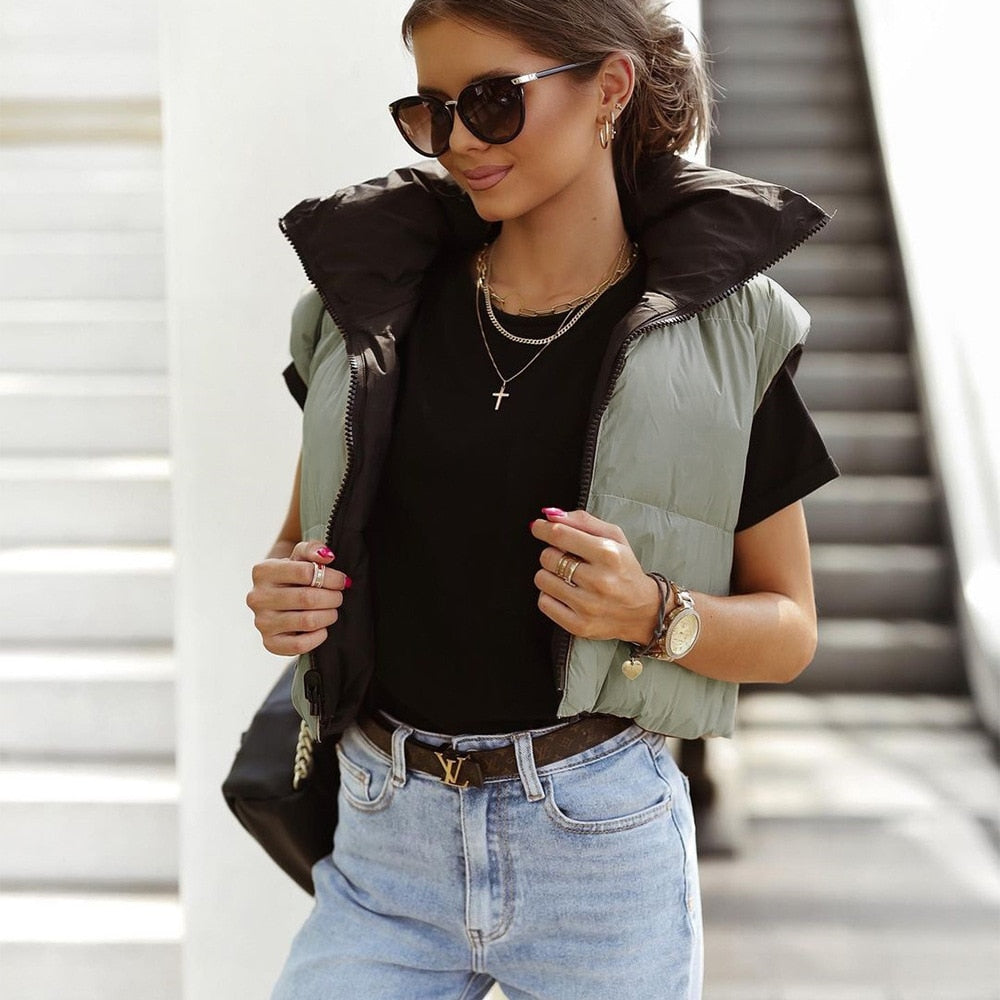 NOUVEAU RICHE Bersh | Damen Kurzer Bodywarmer - Stilvolle & Robuste Übergangsweste für den Frühling