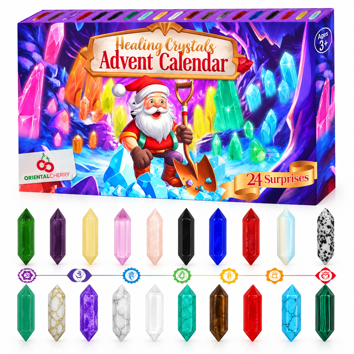 Calendário do Advento de cristais – 24 cristais e pedras, contagem decrescente até ao Natal, presente para colecionadores e crianças