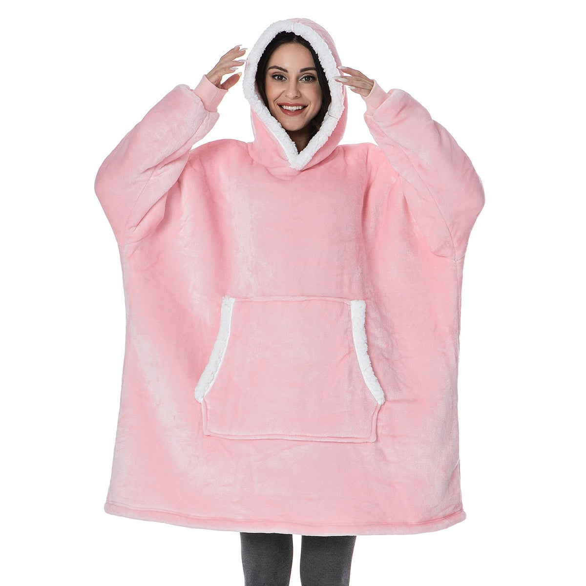 NOUVEAU RICHE Hoodie & Decke in Einem – Oversize Decke mit Ärmeln & Kapuze für Damen, Weicher Fleece mit Kängurutasche, 12 Farben – Luna