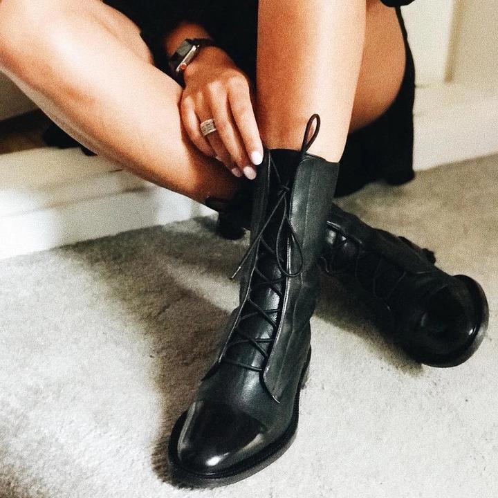 NOUVEAU RICHE Stiefeletten Mit Absatz Ökoleder Baumwollfutter Vintage