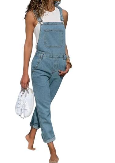 NOUVEAU RICHE Vintage Kord Overall Damen Figurbetonter Komfort Jumpsuit Blau