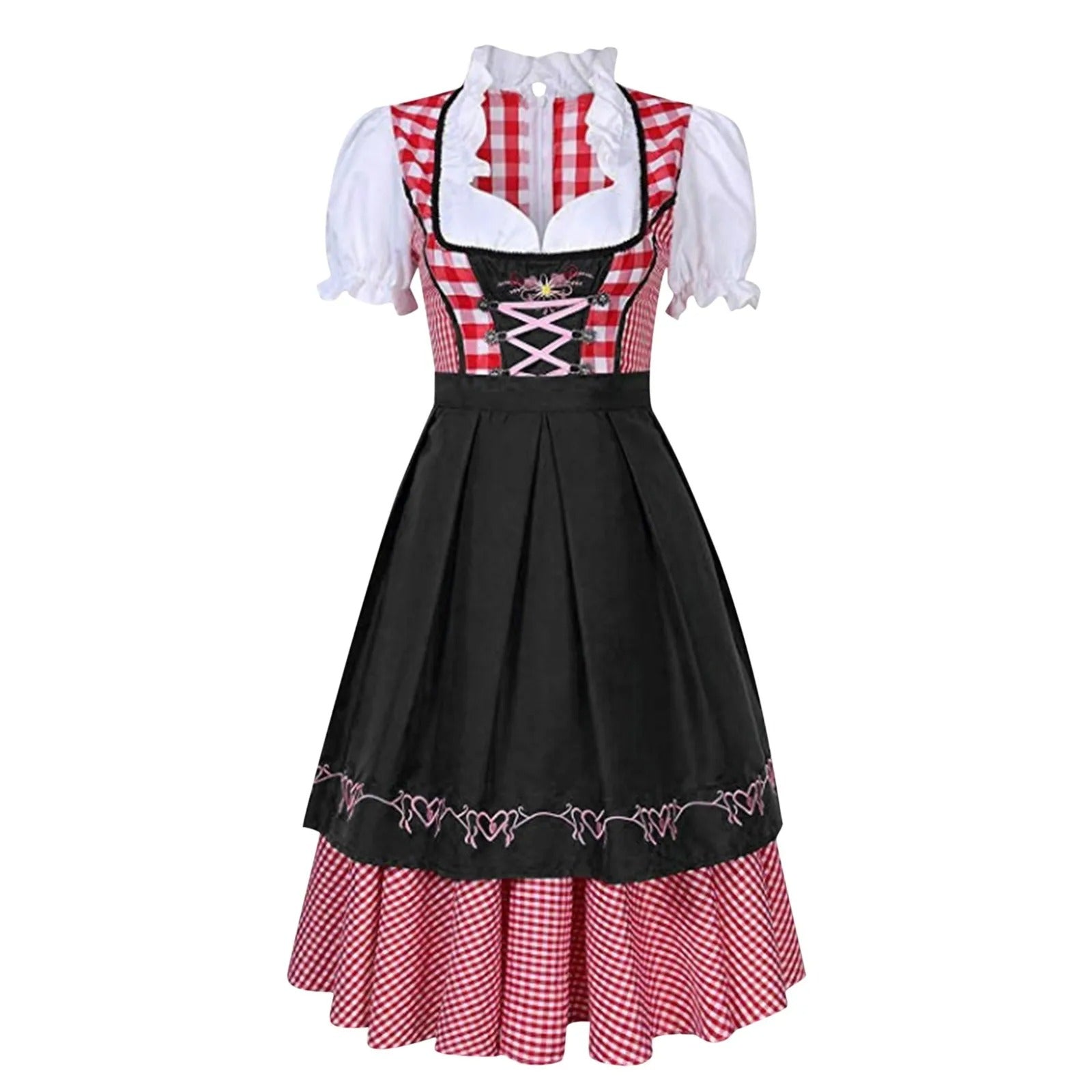 NOUVEAU RICHE Karierte Oktoberfest Dirndl Größentabelle Hinweis Zur Größe Schwarz