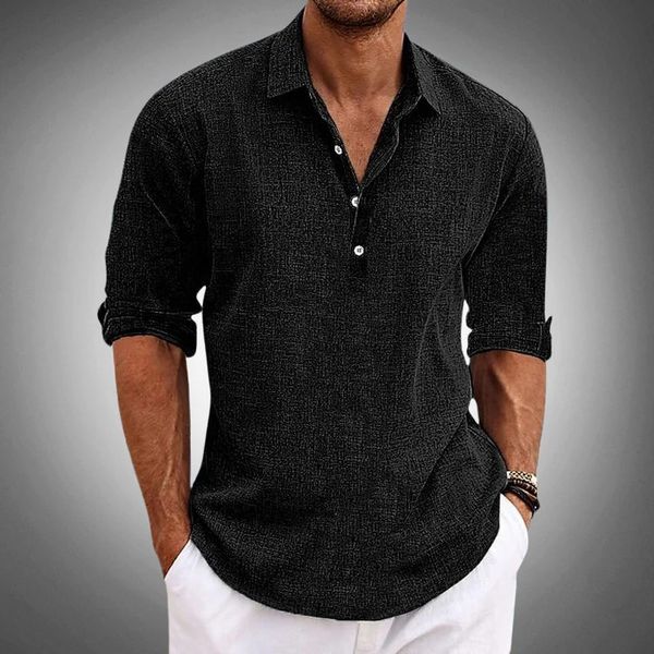 NOUVEAU RICHE Bersh | Herren Popover-Hemd – Locker Geschnitten & Strukturierte Oberfläche Schwarz
