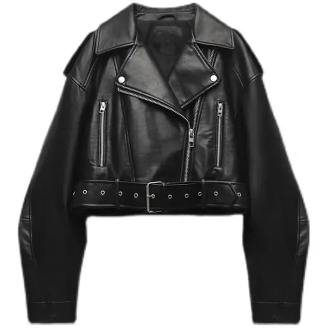 NOUVEAU RICHE Damen Kurze Bikerjacke Moderne Übergangsjacke Schwarz