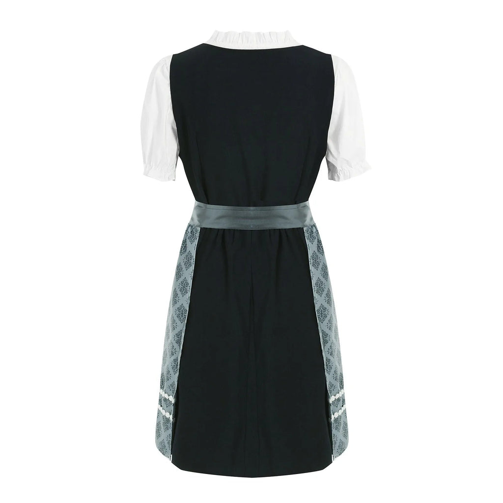 NOUVEAU RICHE Damen Traditionelles Bayerisches Dirndl-Kleid Dunkelgrau Polyester Größen XS-4XL