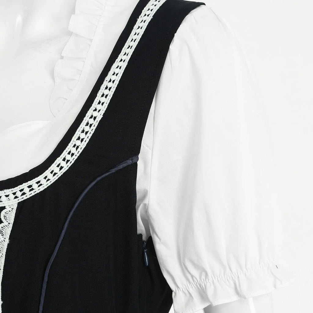 NOUVEAU RICHE Damen Traditionelles Bayerisches Dirndl-Kleid Dunkelgrau Polyester Größen XS-4XL