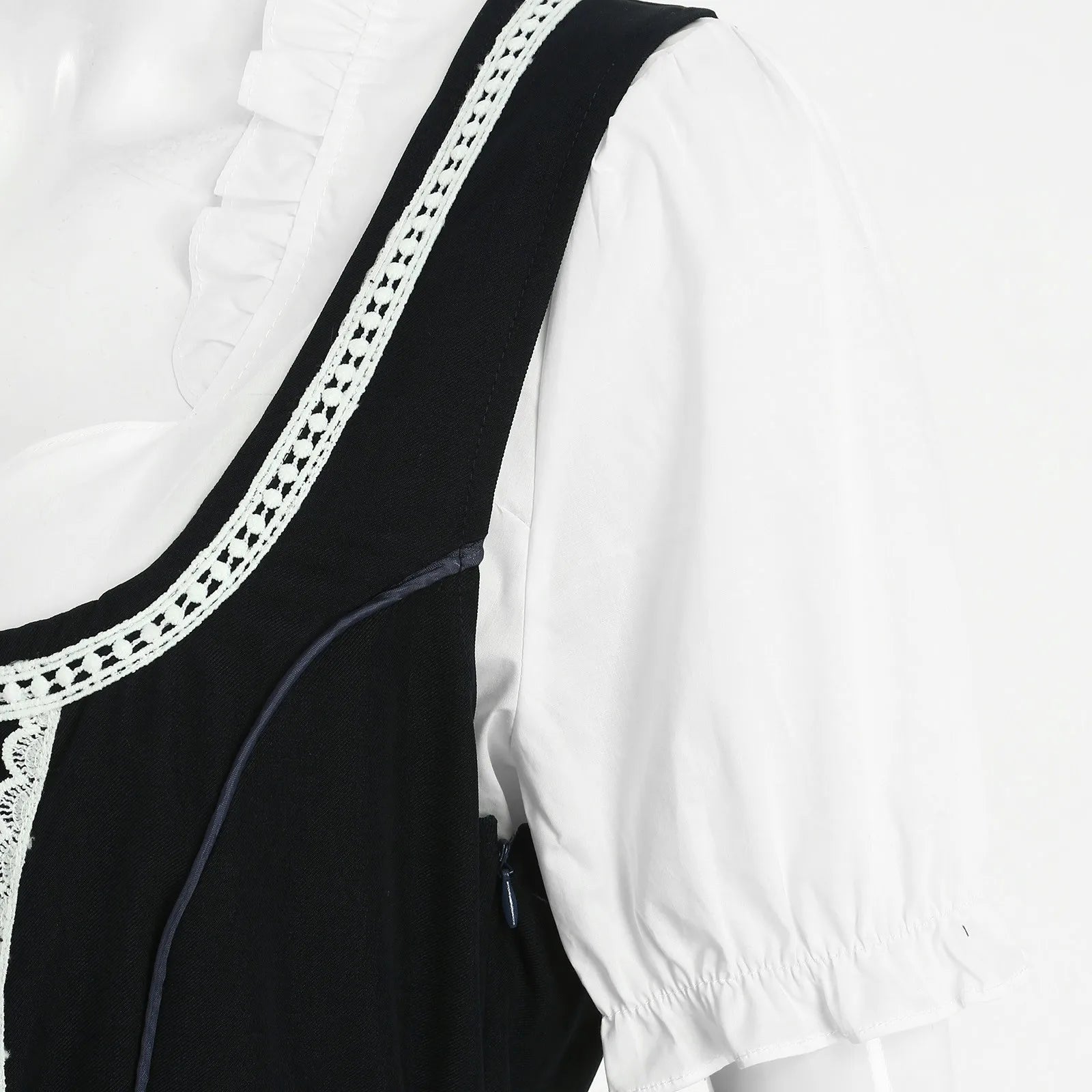 NOUVEAU RICHE Damen Traditionelles Bayerisches Dirndl-Kleid Dunkelgrau Polyester Größen XS-4XL