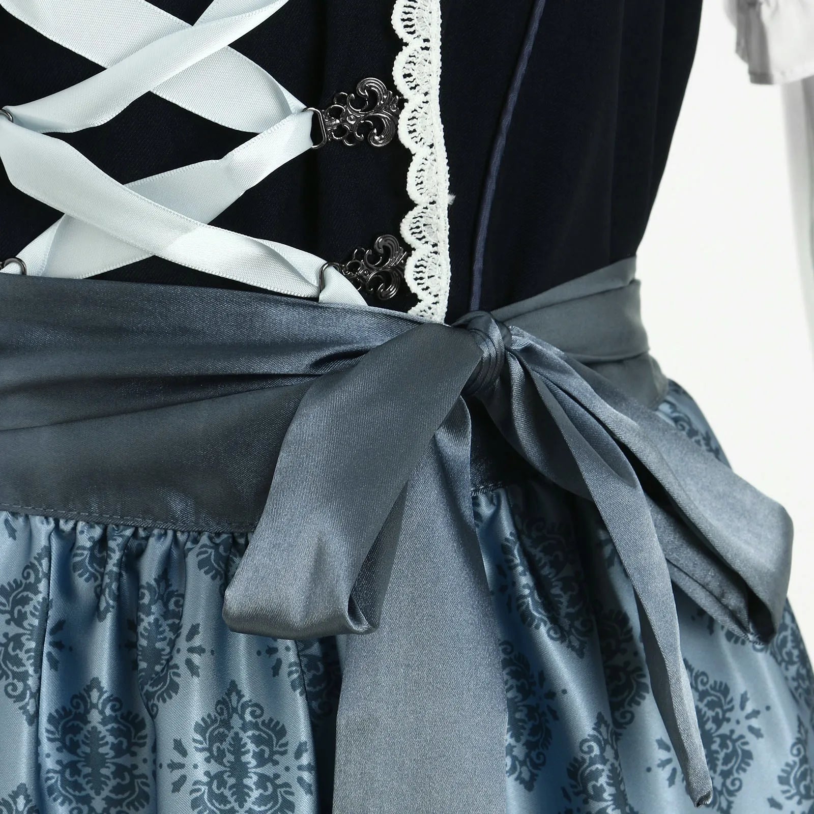 NOUVEAU RICHE Damen Traditionelles Bayerisches Dirndl-Kleid Dunkelgrau Polyester Größen XS-4XL
