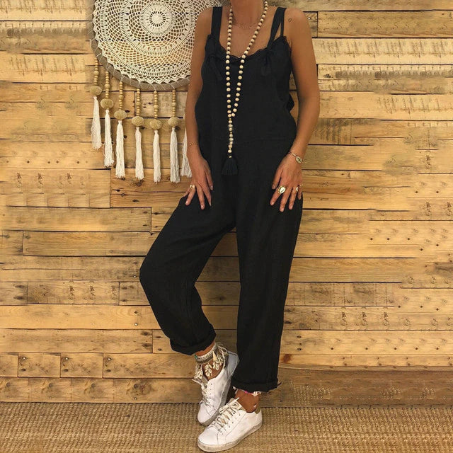 NOUVEAU RICHE Altehrwürdige Latzhose Damen Lockerer Schnitt Mit Taschen Schwarz