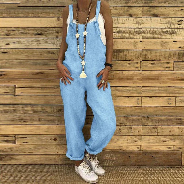 NOUVEAU RICHE Altehrwürdige Latzhose Damen Lockerer Schnitt Mit Taschen Himmelblau