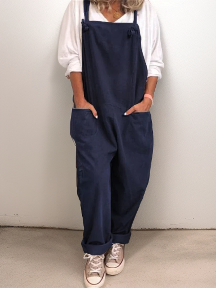 NOUVEAU RICHE Oversize Jumpsuit Große Taschen Atmungsaktiver Komfort Marinblau