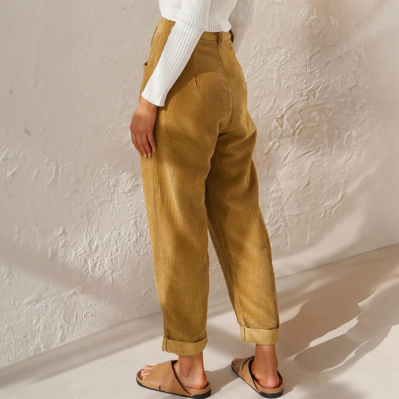 NOUVEAU RICHE Hohe Taille Cordhose Vintage Stil Vielseitig Bequem