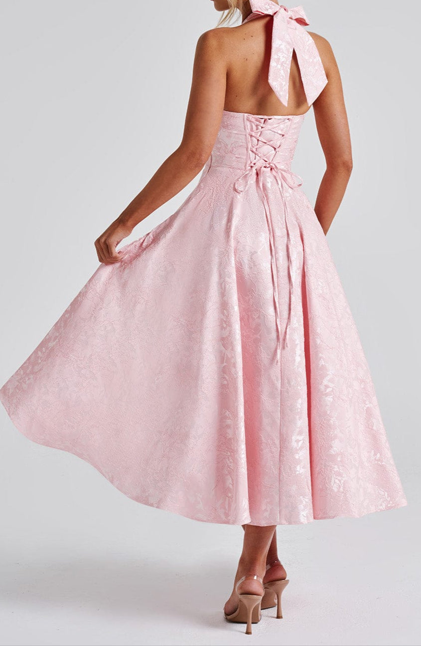 NOUVEAU RICHE Blush Midikleid Mit Neckholder Und Rückenschnürung Eleganz