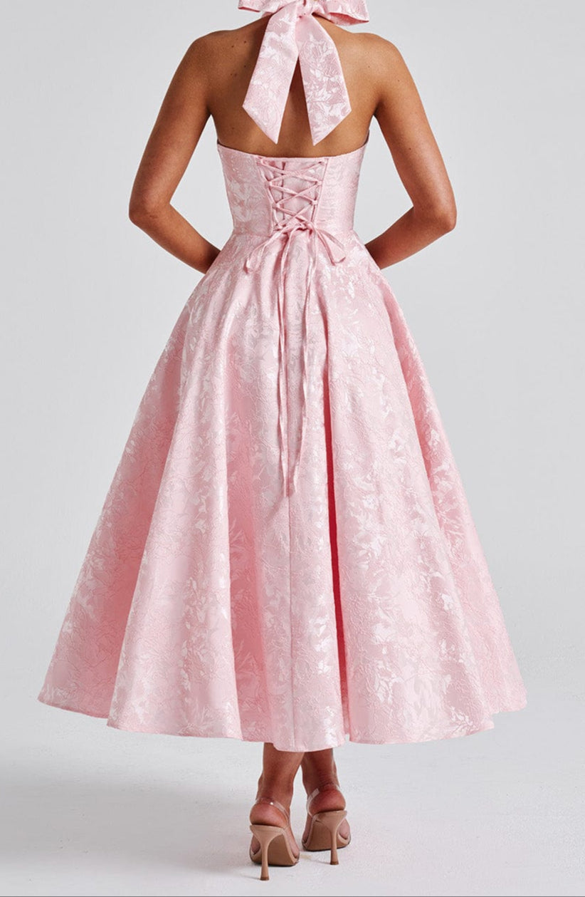 NOUVEAU RICHE Blush Midikleid Mit Neckholder Und Rückenschnürung Eleganz