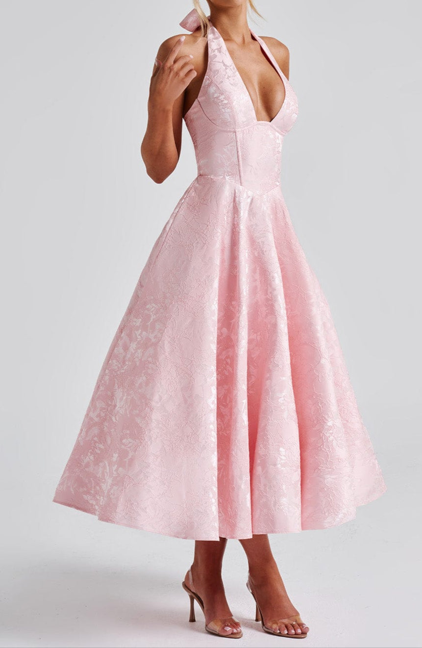 NOUVEAU RICHE Blush Midikleid Mit Neckholder Und Rückenschnürung Eleganz
