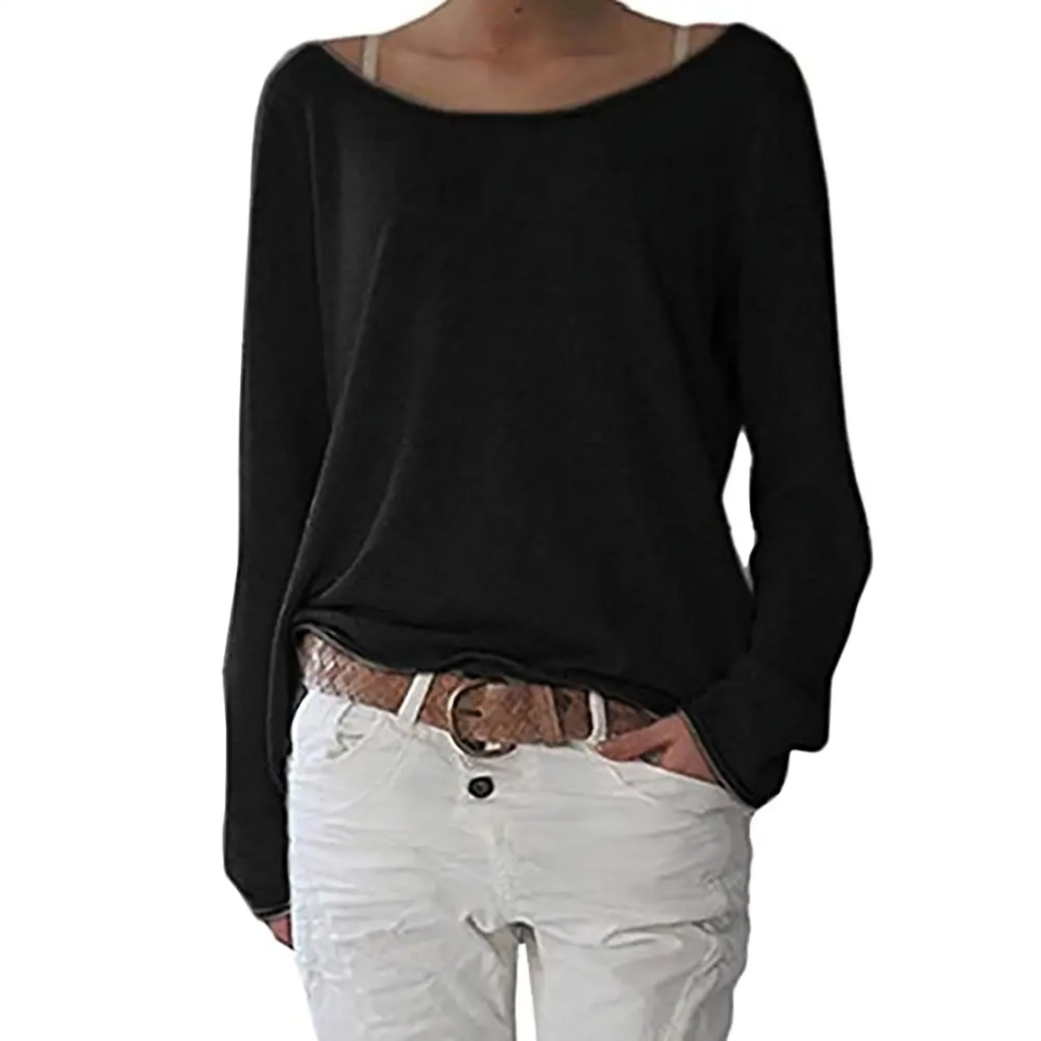 NOUVEAU RICHE Helles Gelb Langärmliger Wollpullover Für Büro Alltagslook Schwarz