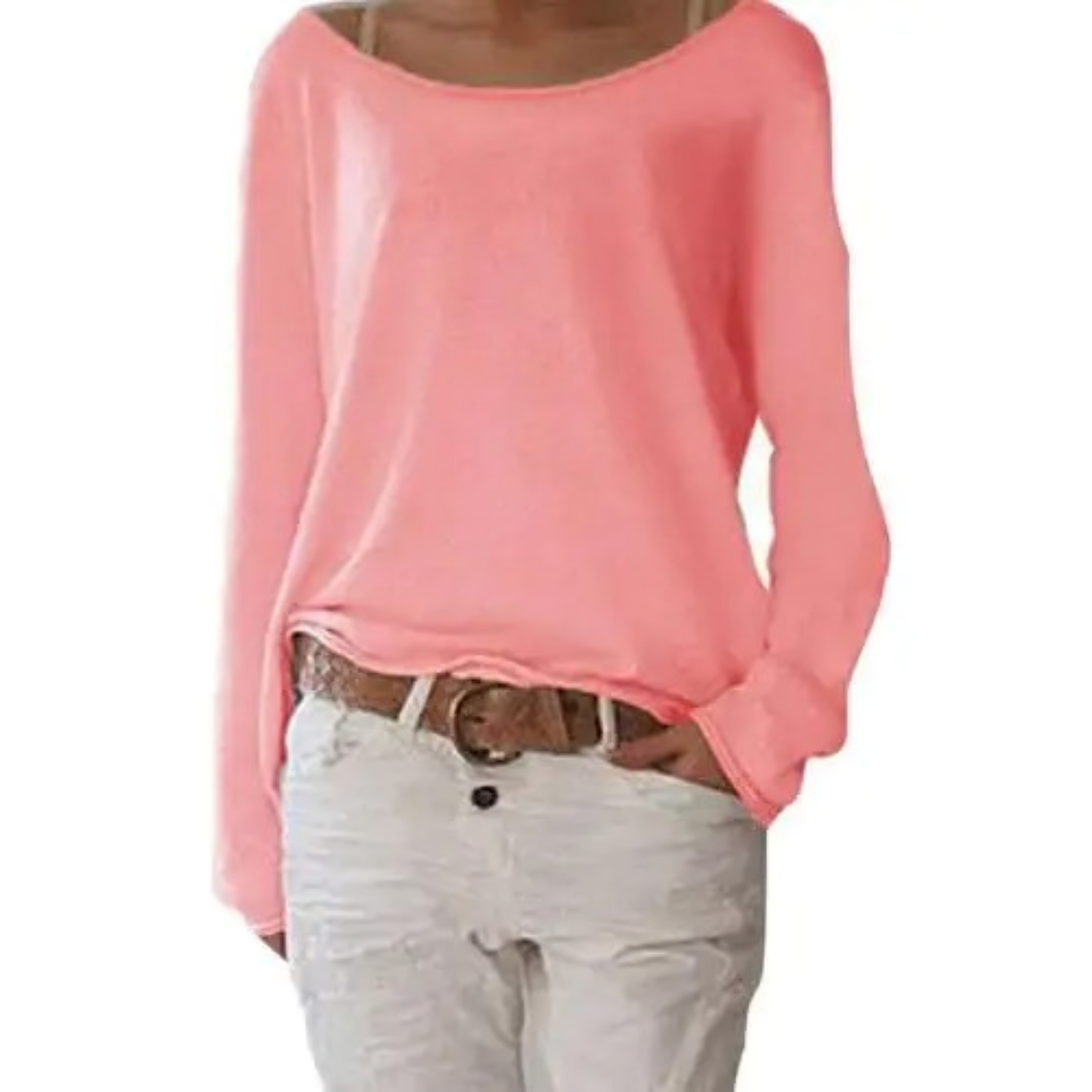 NOUVEAU RICHE Helles Gelb Langärmliger Wollpullover Für Büro Alltagslook Rosa
