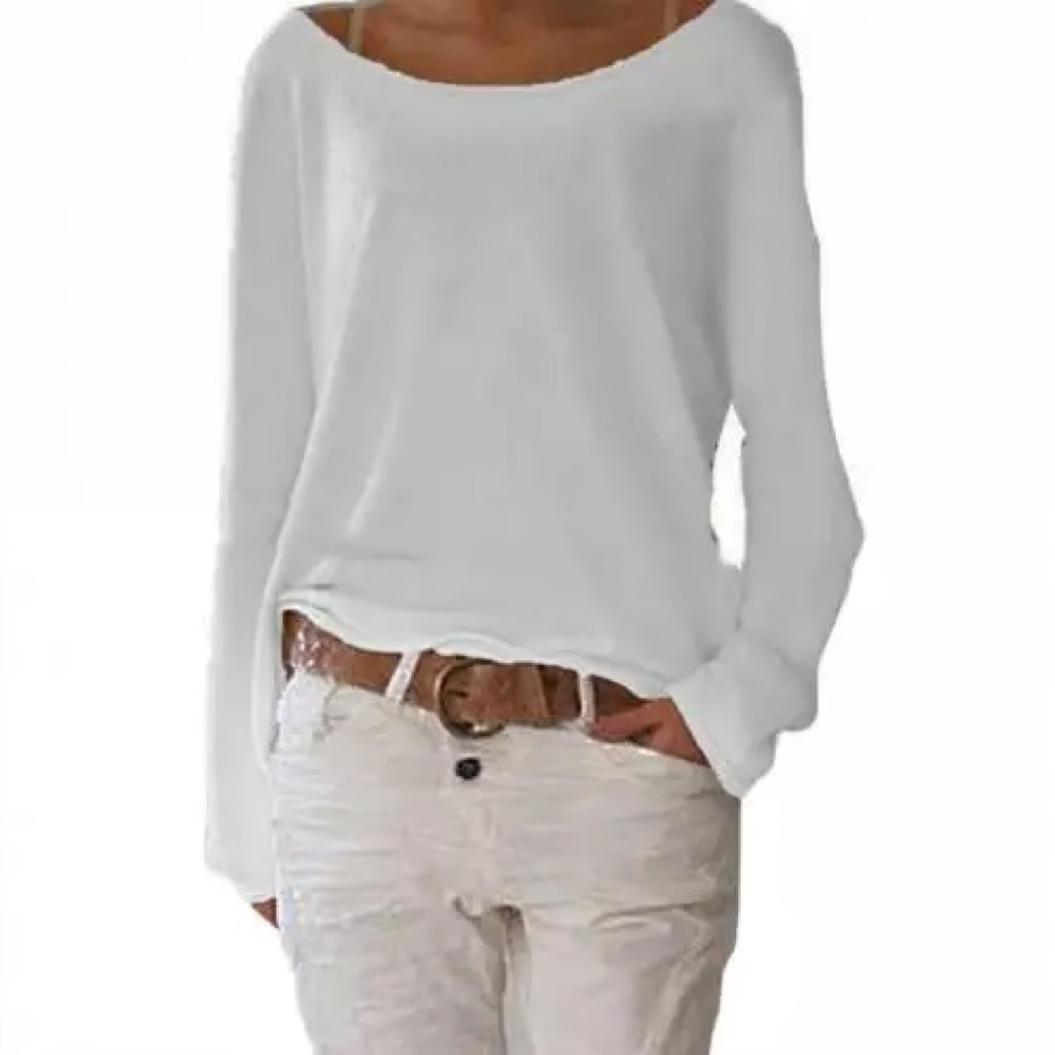 NOUVEAU RICHE Helles Gelb Langärmliger Wollpullover Für Büro Alltagslook Weiß