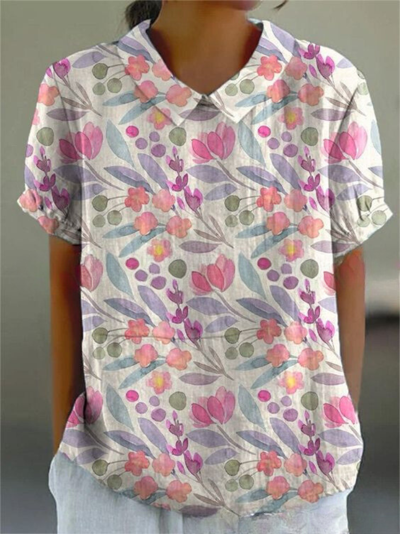 NOUVEAU RICHE Hemd Mit Blumendruck Kragen Leicht Luftig Alltagslook Floral Print Weiß