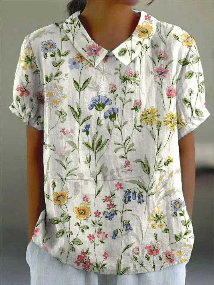 NOUVEAU RICHE Hemd Mit Blumendruck Kragen Leicht Luftig Alltagslook Weiß mit Blumen