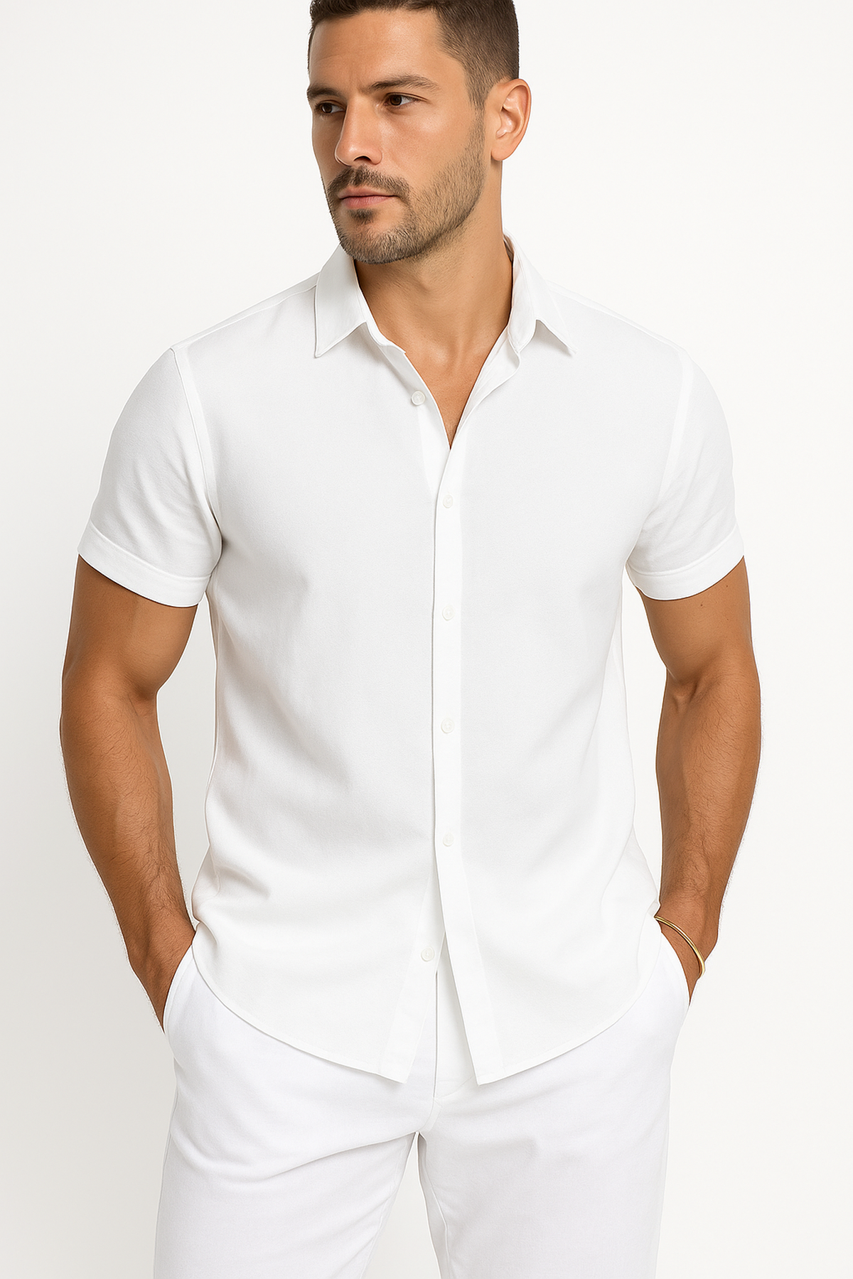 NOUVEAU RICHE Leichtes Gestreiftes Hemd Aus Leinen-Baumwoll-Mischung Für Sommerlooks Weiß