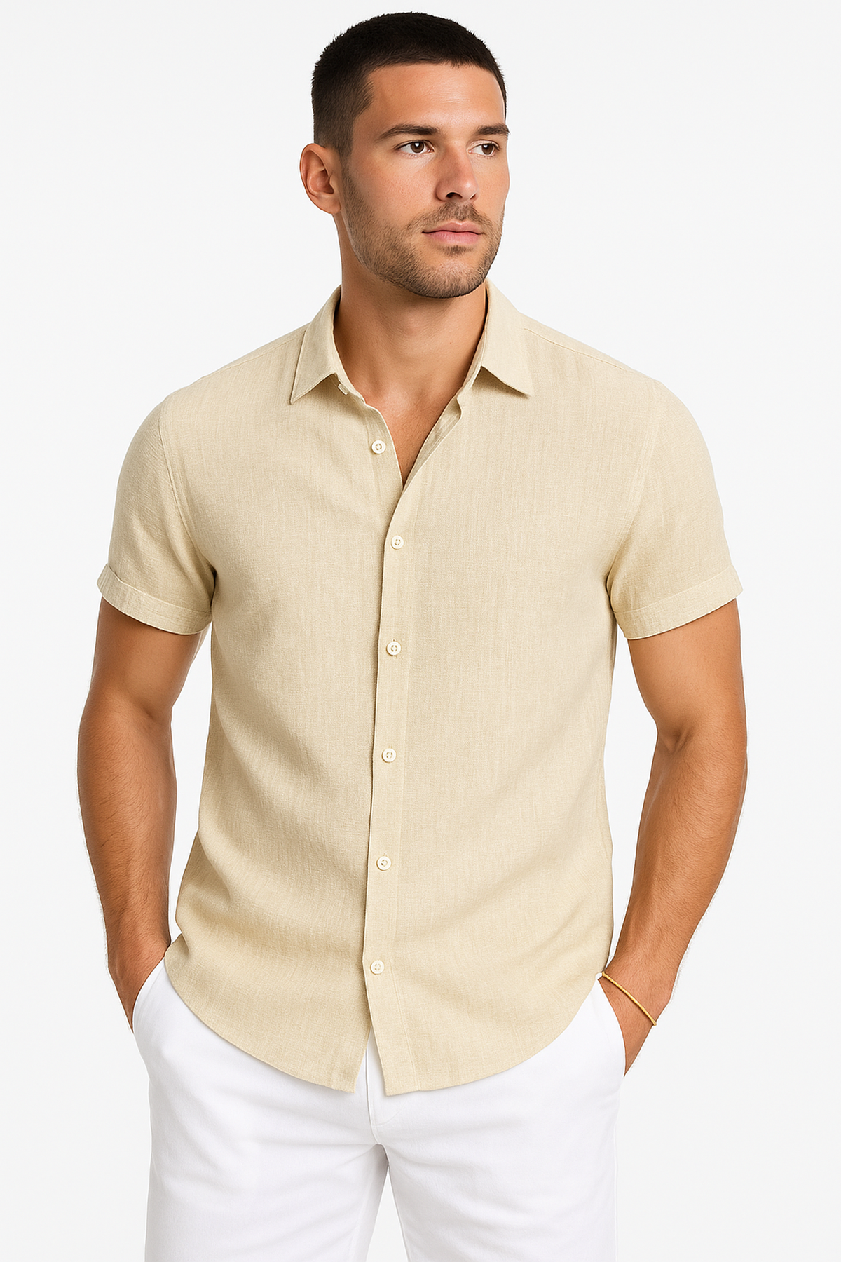 NOUVEAU RICHE Leichtes Gestreiftes Hemd Aus Leinen-Baumwoll-Mischung Für Sommerlooks Beige