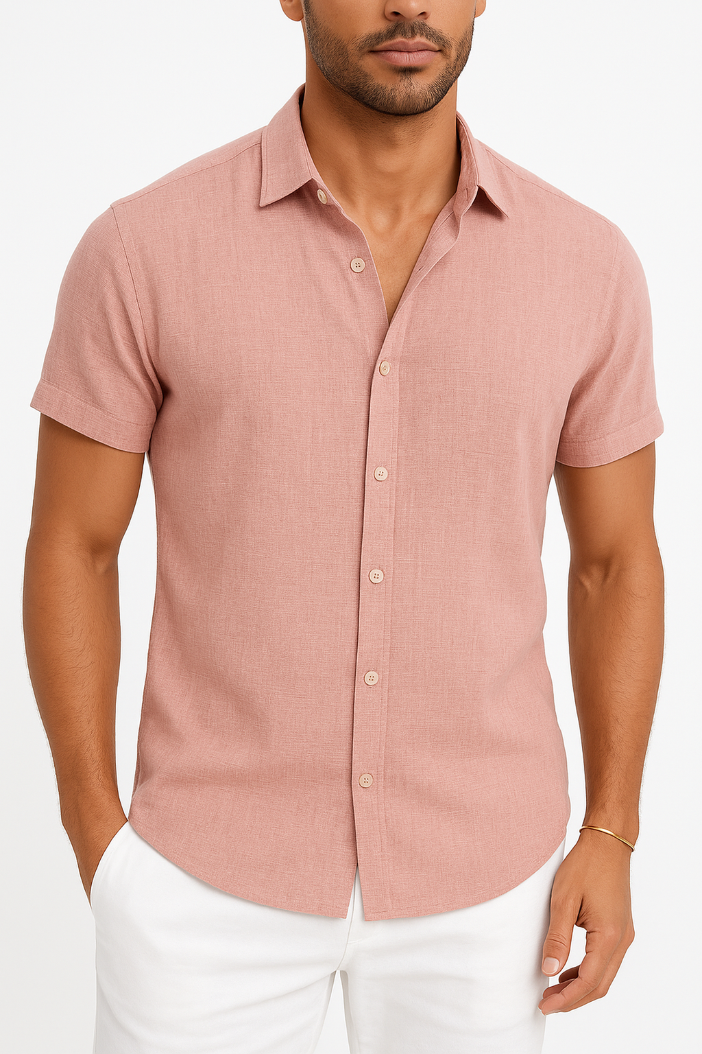 NOUVEAU RICHE Leichtes Gestreiftes Hemd Aus Leinen-Baumwoll-Mischung Für Sommerlooks Rosa