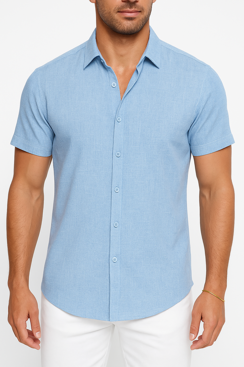 NOUVEAU RICHE Leichtes Gestreiftes Hemd Aus Leinen-Baumwoll-Mischung Für Sommerlooks Himmelblau