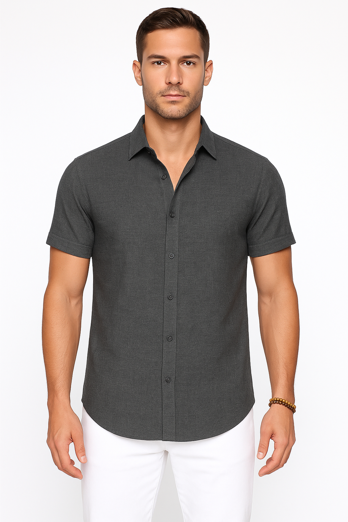 NOUVEAU RICHE Leichtes Gestreiftes Hemd Aus Leinen-Baumwoll-Mischung Für Sommerlooks Grau