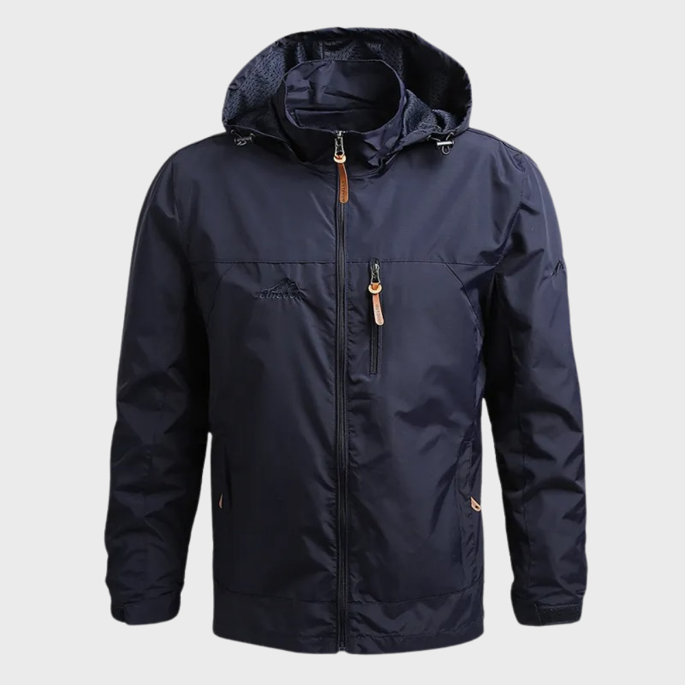 NOUVEAU RICHE Herren Regenjacke – Wasserdichte Jacke mit Kapuze für Stürmische Tage Blau