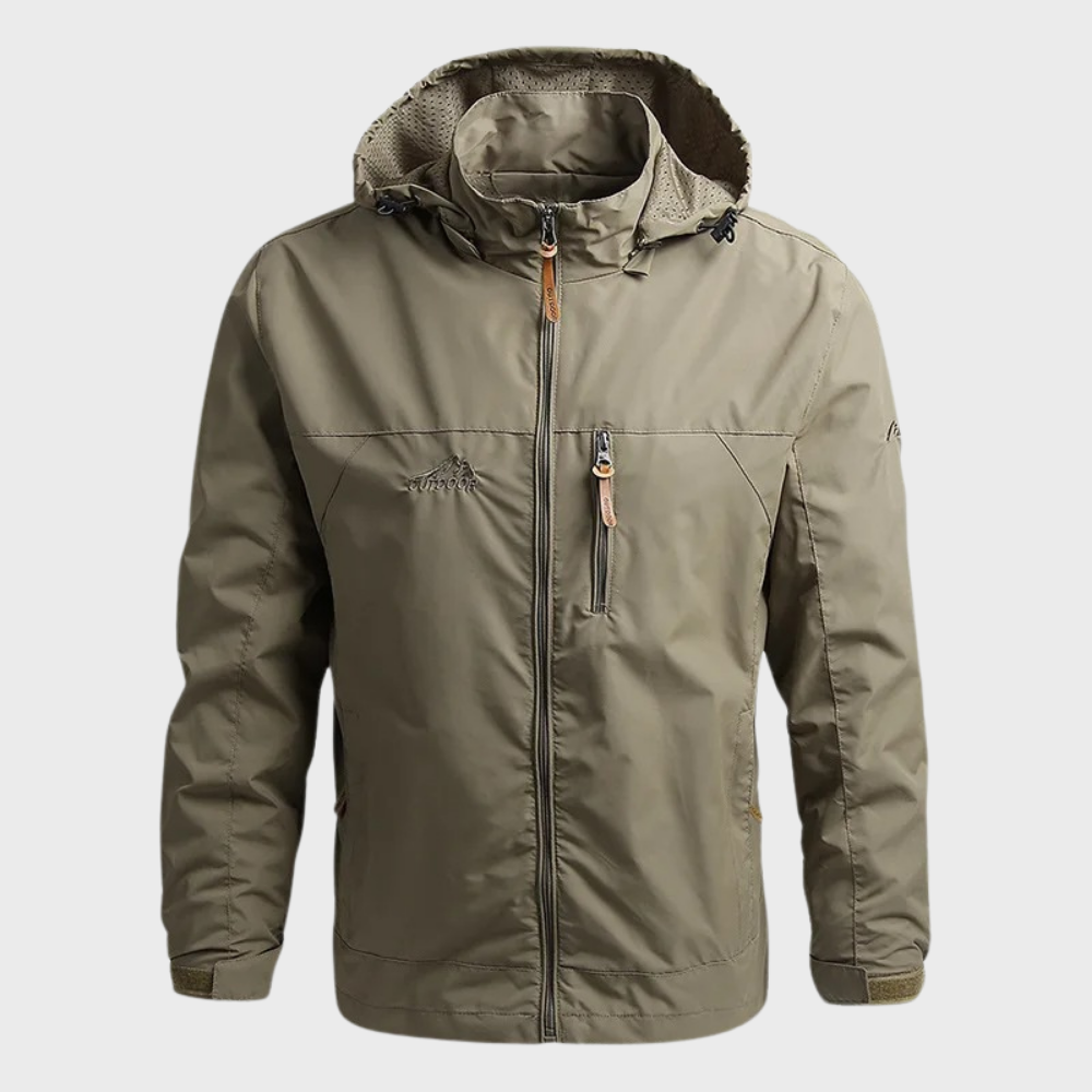 NOUVEAU RICHE Herren Regenjacke – Wasserdichte Jacke mit Kapuze für Stürmische Tage Khaki