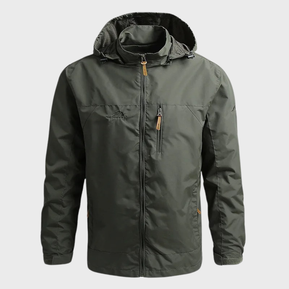 NOUVEAU RICHE Herren Regenjacke – Wasserdichte Jacke mit Kapuze für Stürmische Tage Armeegrün