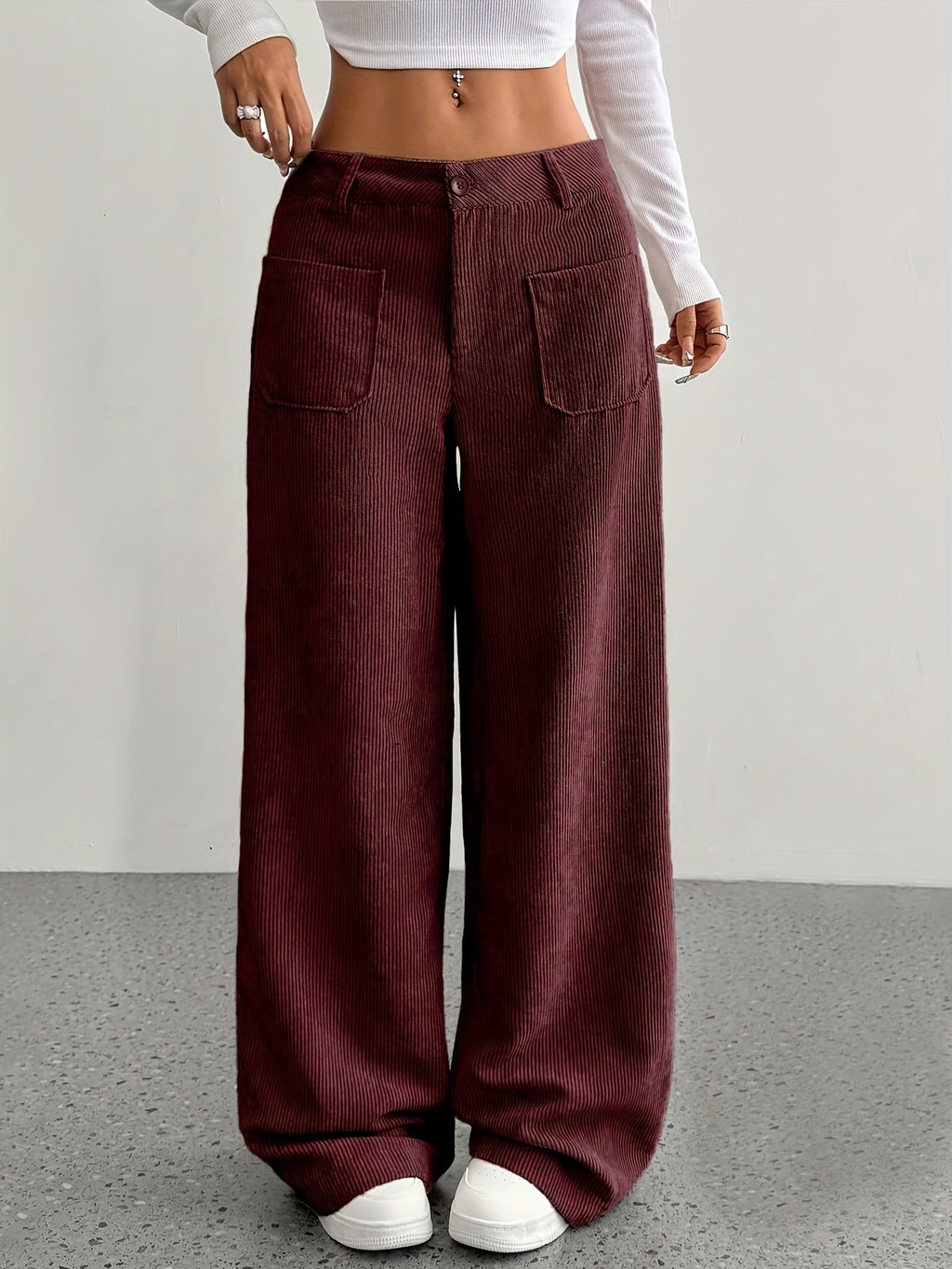 NOUVEAU RICHE Damen Cordhose Weites Bein Herbst Stilvolle Komforthose