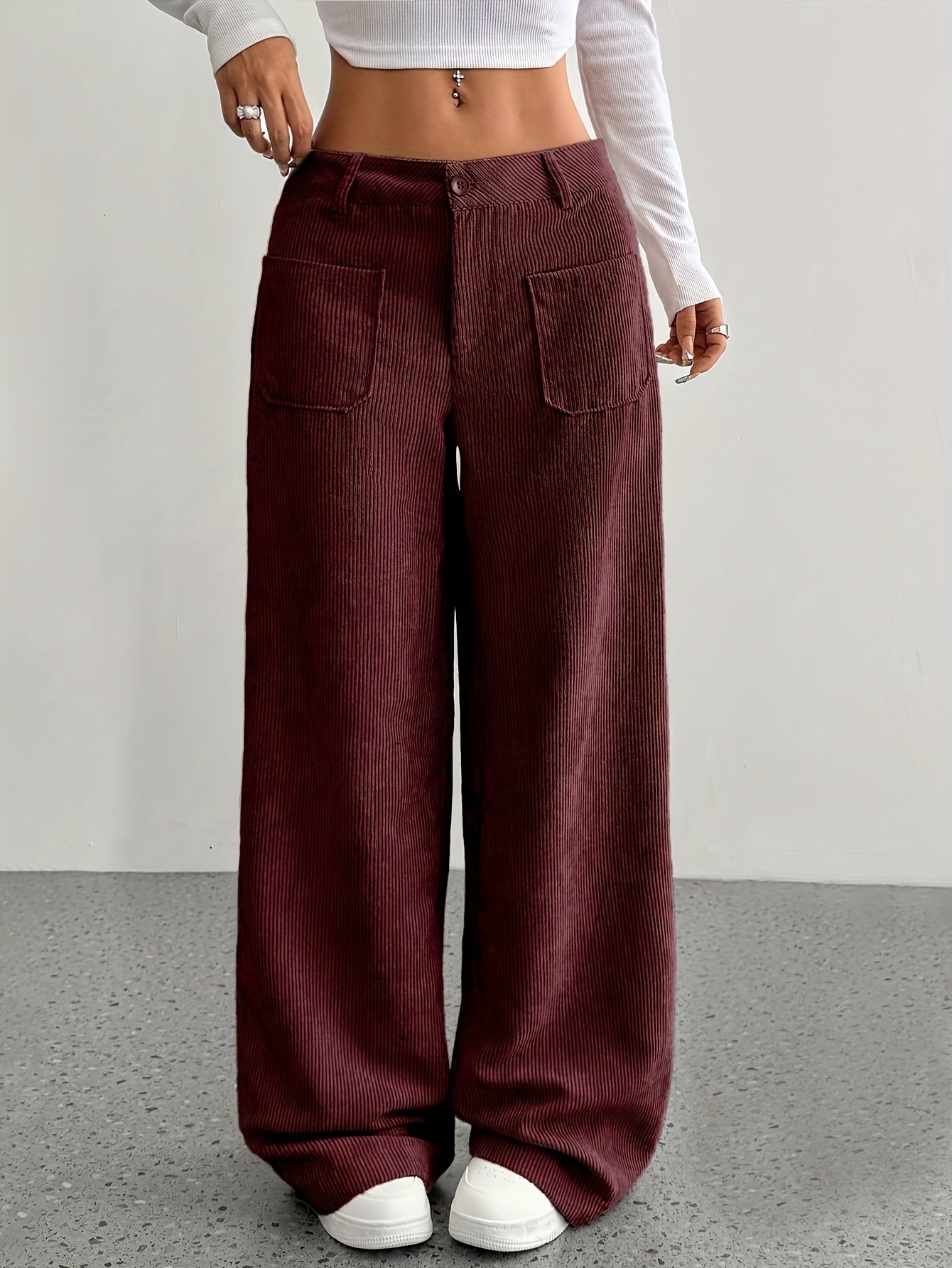 NOUVEAU RICHE Damen Cordhose Weites Bein Herbst Stilvolle Komforthose