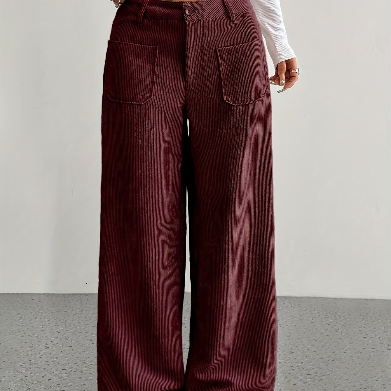 NOUVEAU RICHE Damen Cordhose Weites Bein Herbst Stilvolle Komforthose