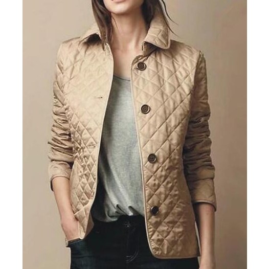 NOUVEAU RICHE Dôre | Damen Steppjacke mit Rautenmuster Khaki