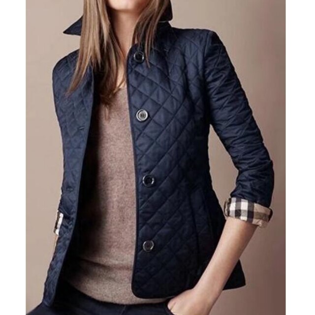 NOUVEAU RICHE Dôre | Damen Steppjacke mit Rautenmuster Marineblau