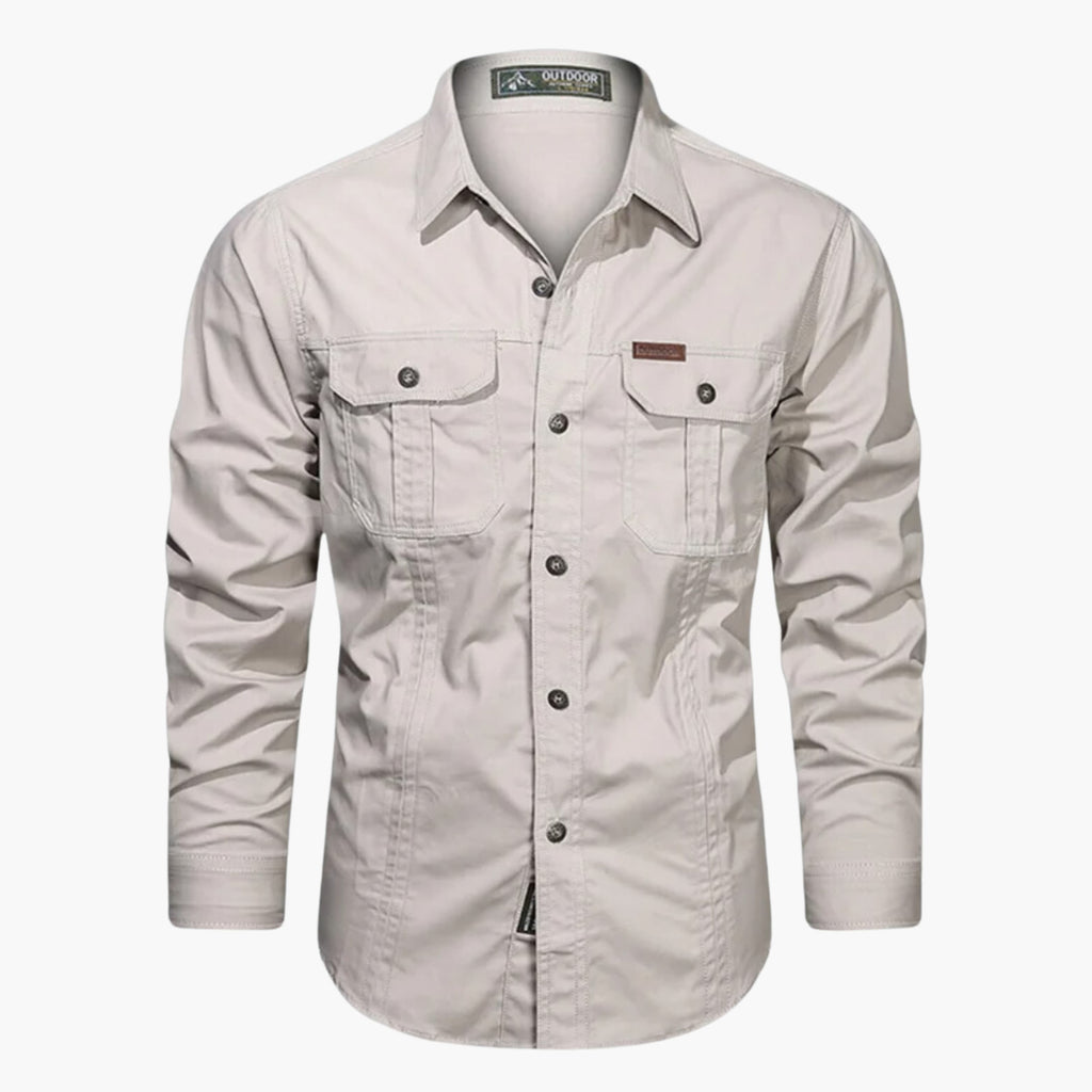 NOUVEAU RICHE Herren Cargo Shirt Utility Outdoorbekleidung Robust Beige