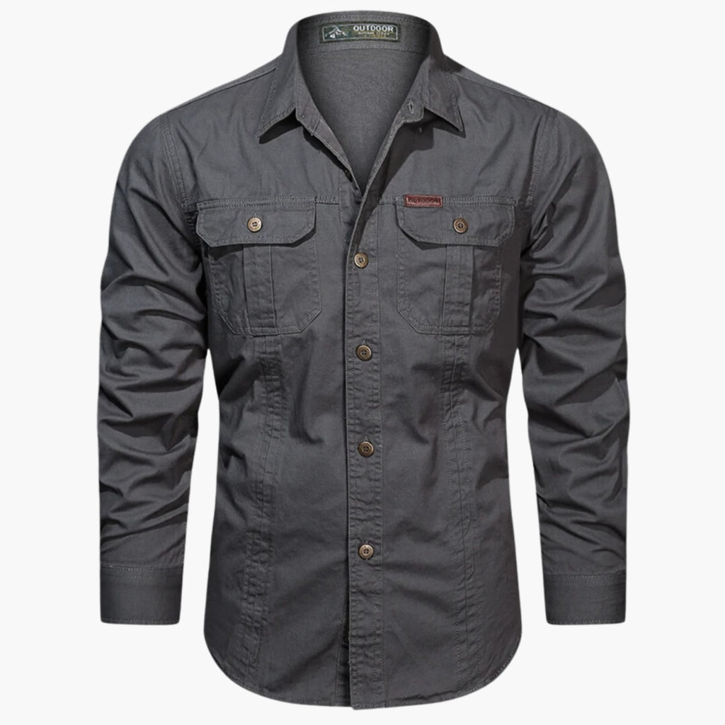 NOUVEAU RICHE Herren Cargo Shirt Utility Outdoorbekleidung Robust Dunkelgrau