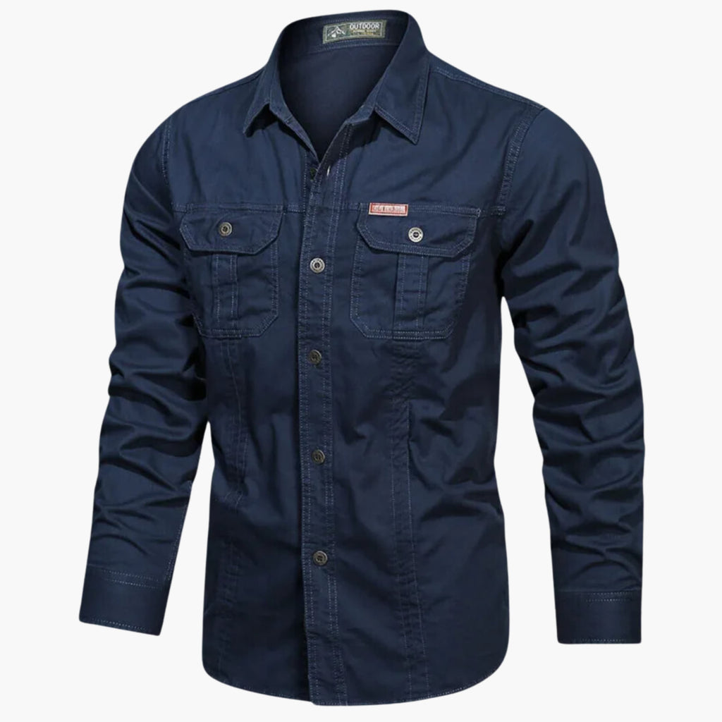NOUVEAU RICHE Herren Cargo Shirt Utility Outdoorbekleidung Robust Dunkelblau