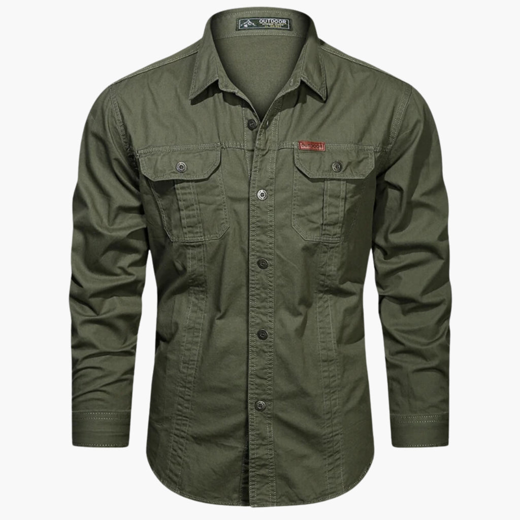 NOUVEAU RICHE Herren Cargo Shirt Utility Outdoorbekleidung Robust Militärgrün