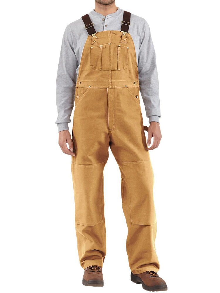 NOUVEAU RICHE Herren Latzhose Aus Canvas Mit Entenmotiv Vintage Stil Verstellbare Stretchträger Klassischer Strapazierfähiger Arbeitsoverall Mit Taschen Kamel