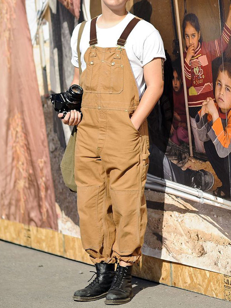 NOUVEAU RICHE Herren Latzhose Aus Canvas Mit Entenmotiv Vintage Stil Verstellbare Stretchträger Klassischer Strapazierfähiger Arbeitsoverall Mit Taschen