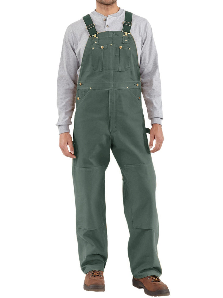 NOUVEAU RICHE Herren Latzhose Aus Canvas Mit Entenmotiv Vintage Stil Verstellbare Stretchträger Klassischer Strapazierfähiger Arbeitsoverall Mit Taschen Grün