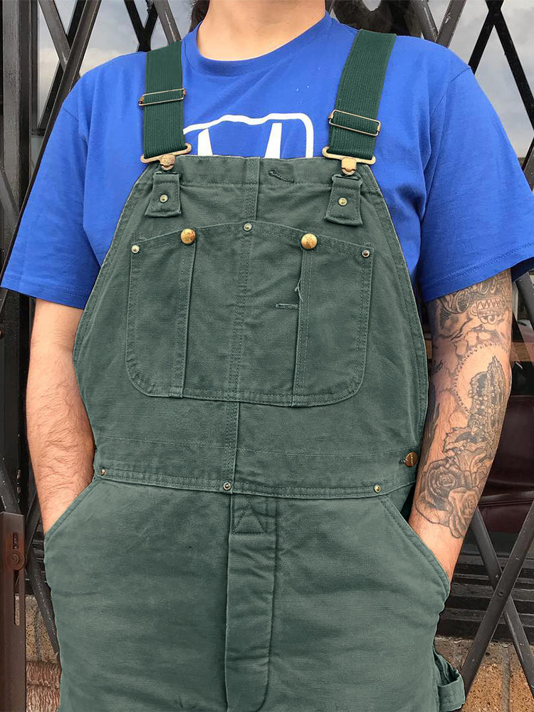 NOUVEAU RICHE Herren Latzhose Aus Canvas Mit Entenmotiv Vintage Stil Verstellbare Stretchträger Klassischer Strapazierfähiger Arbeitsoverall Mit Taschen