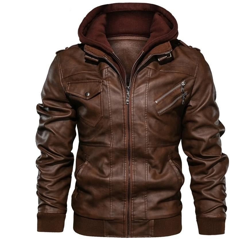 NOUVEAU RICHE Kunstlederjacke Herren Motorradjacke Moderner Stil Günstig